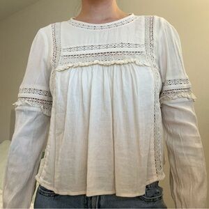 American Eagle Outfitters Cream Lace Blouse